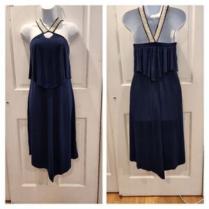 LAmade Navy Bamboo Halter Smocked Dress